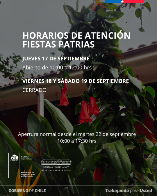 Información con la imagen de horarios para el fin de semana de fiestas patrias