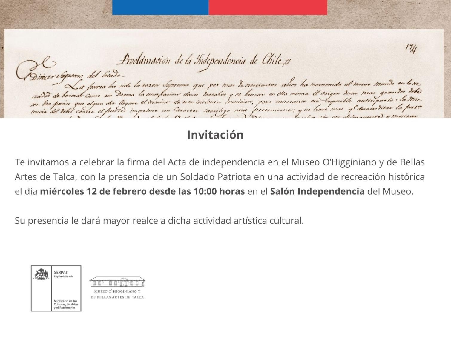 Invitación a la visita guiada por el Salón Independencia del MOBAT